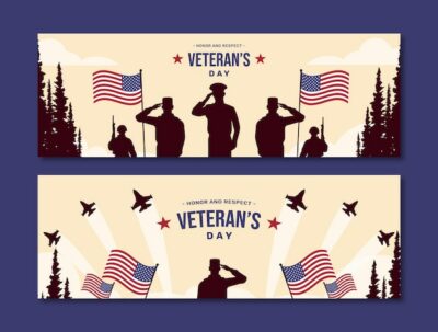 Free Vector | Flat veterans day horizontal banner template