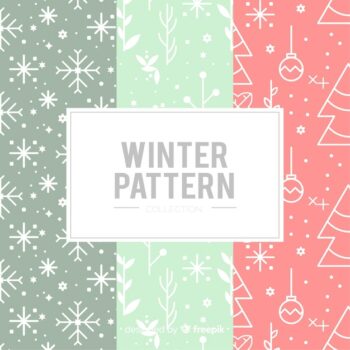 Free Vector | Flat winter pattern pack