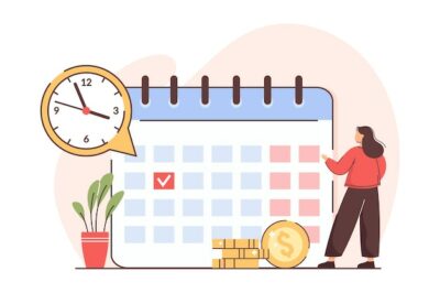 Free Vector | Flat woman with personal financial bill payment calendar