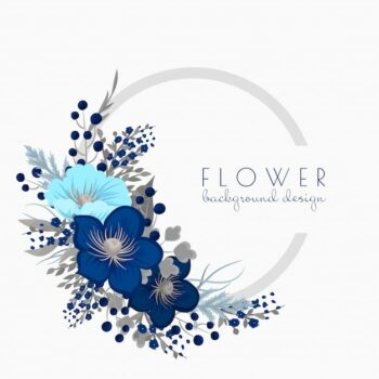 Free Vector | Flower wreath drawing  blue circle frame with flowers