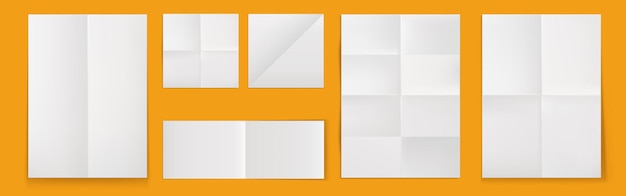 Free Vector | Folded blank posters, white paper sheets with crossing creases