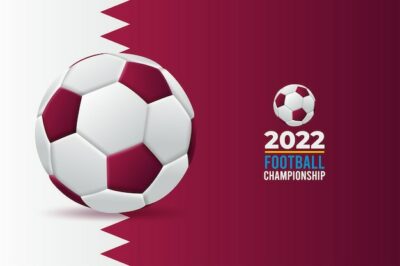Free Vector | Football ball with the national flag of qatar