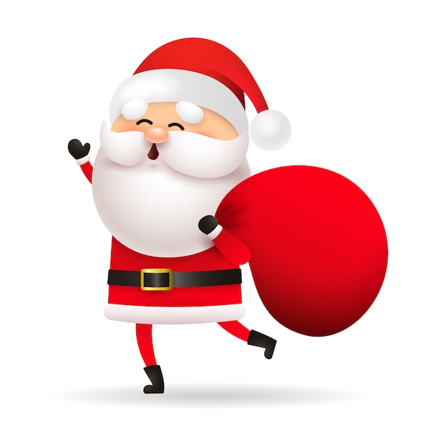 Free Vector | Funny santa claus holding bag with gifts