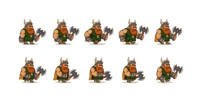 Free Vector | Game icons set of character viking walk cycle