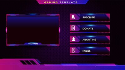 Free Vector | Gaming banner collection for live stream template