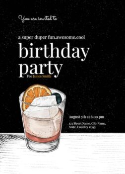 Free Vector | Gentleman birthday invitation template with cocktail illustration