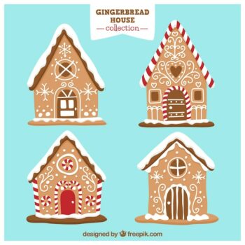 Free Vector | Gingerbread houses on a blue background
