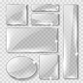 Free Vector | Glass banner or plate, realistic set