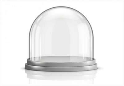 Free Vector | Glass dome and gray plastic tray realistic vector