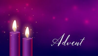 Free Vector | Glowing advent candles on purple background