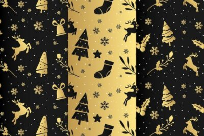 Free Vector | Golden christmas pattern collection