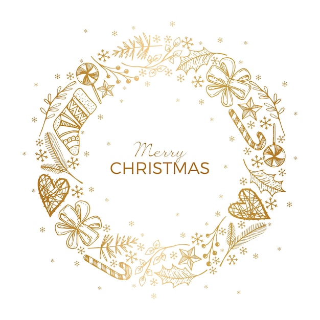 Free Vector | Golden christmas wreath