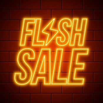 Free Vector | Golden neon flash sale sign