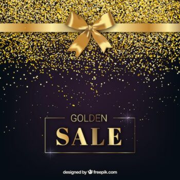 Free Vector | Golden sale background with ribbon