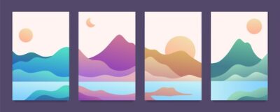 Free Vector | Gradient abstract landscape covers collection