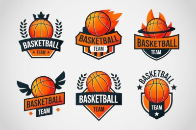 Free Vector | Gradient basketball logo set