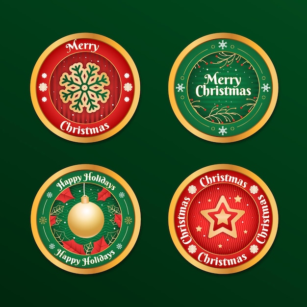 Free Vector | Gradient christmas badges collection