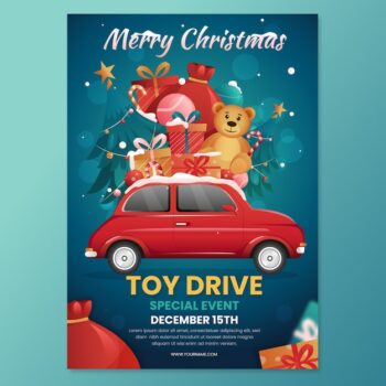 Free Vector | Gradient christmas toy drive poster template