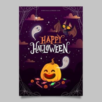 Free Vector | Gradient halloween party vertical poster template