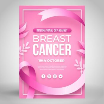 Free Vector | Gradient international day against breast cancer vertical poster template