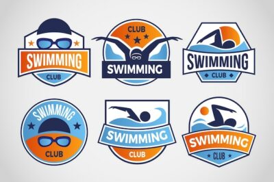 Free Vector | Gradient swimming logo set