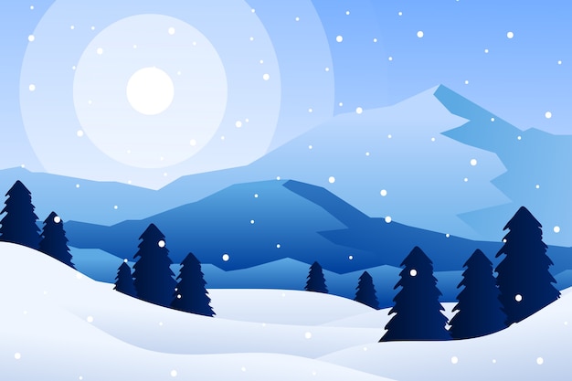 Free Vector | Gradient winter landscape