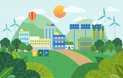 Free Vector | Green eco city and nature landscape background with pure atmosphere