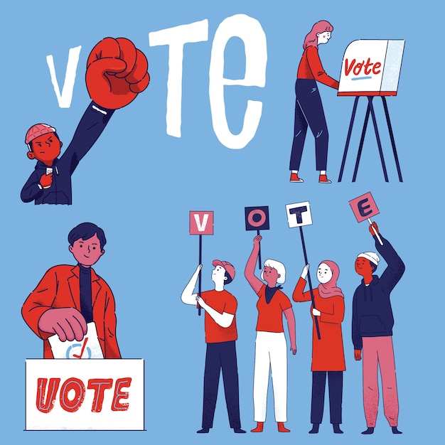 Free Vector | Group of people citizens vote in election