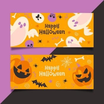 Free Vector | Halloween banners flat design