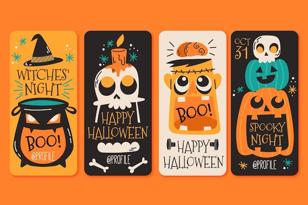 Free Vector | Halloween instagram stories collection