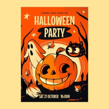 Free Vector | Halloween party invitation template