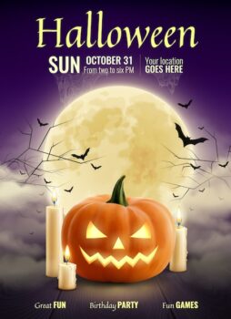 Free Vector | Halloween party realistic poster