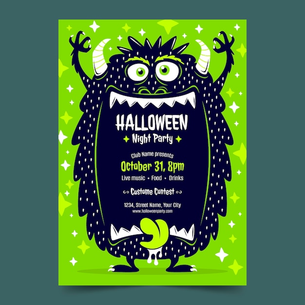 Free Vector | Halloween vertical poster template