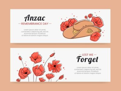 Free Vector | Hand drawn anzac day horizontal banners set