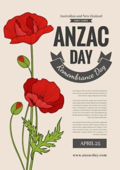 Free Vector | Hand drawn anzac day vertical poster template