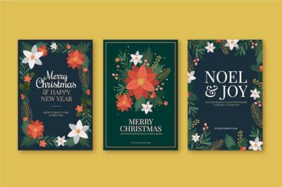 Free Vector | Hand drawn business christmas cards set