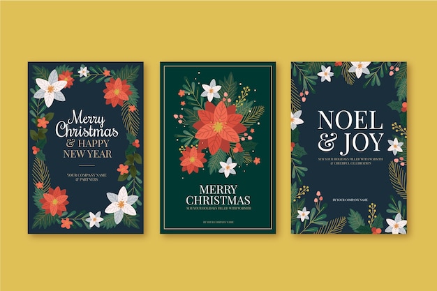 Free Vector | Hand drawn business christmas cards set