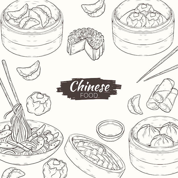 Free Vector | Hand drawn chinese food illustration
