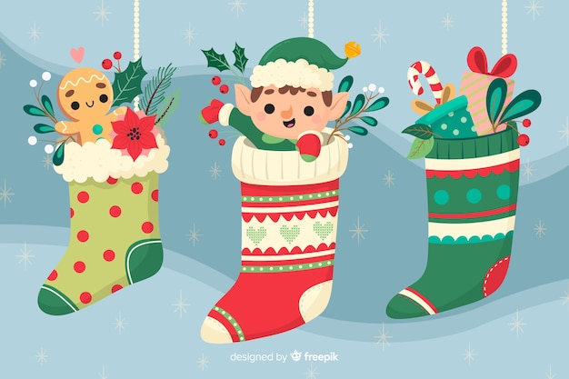 Free Vector | Hand drawn christmas background with christmas socks