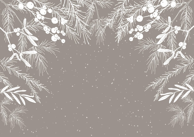 Free Vector | Hand drawn christmas background with mistletoe and berries border