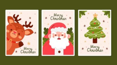 Free Vector | Hand drawn christmas cards collection