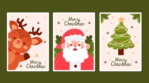 Free Vector | Hand drawn christmas cards collection