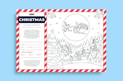 Free Vector | Hand-drawn christmas coloring competition worksheet