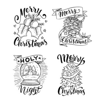 Free Vector | Hand drawn christmas label collection