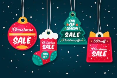 Free Vector | Hand drawn christmas sale tag collection