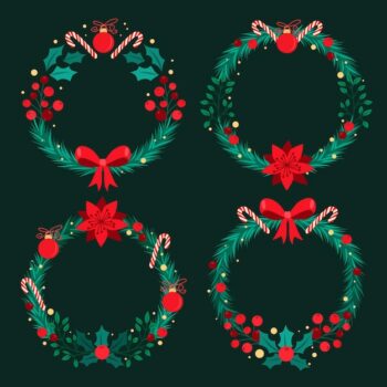 Free Vector | Hand drawn christmas wreath collection