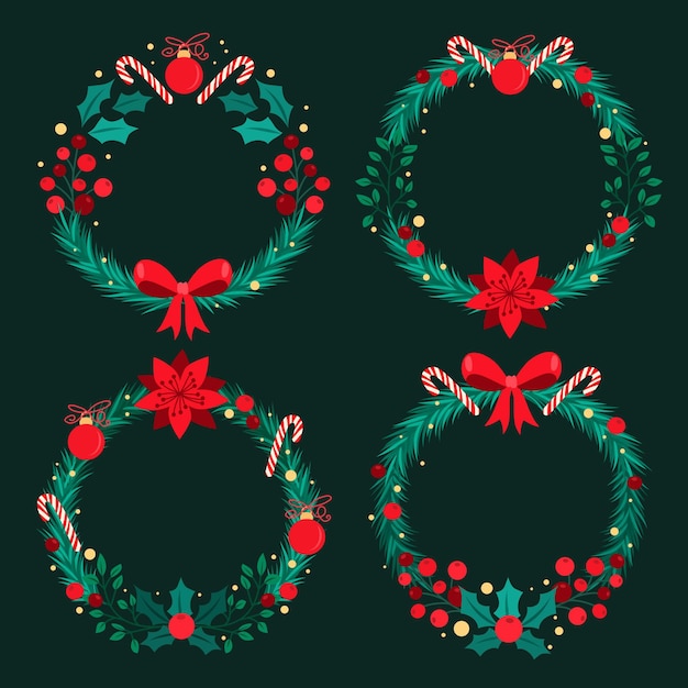 Free Vector | Hand drawn christmas wreath collection