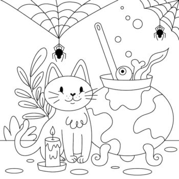 Free Vector | Hand drawn coloring page illustration for halloween celebration