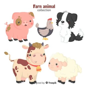 Free Vector | Hand drawn farm animal collection