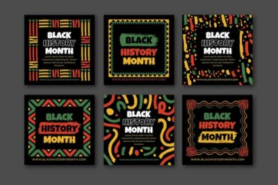 Free Vector | Hand drawn flat black history month instagram posts collection